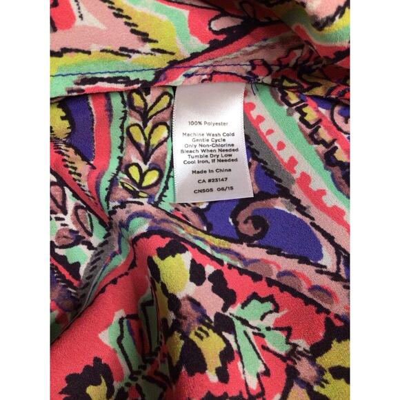 Talbots V-Neck Multicolor Floral Paisley Print Blouse Top Women's Size Petite P - Picture 4 of 7